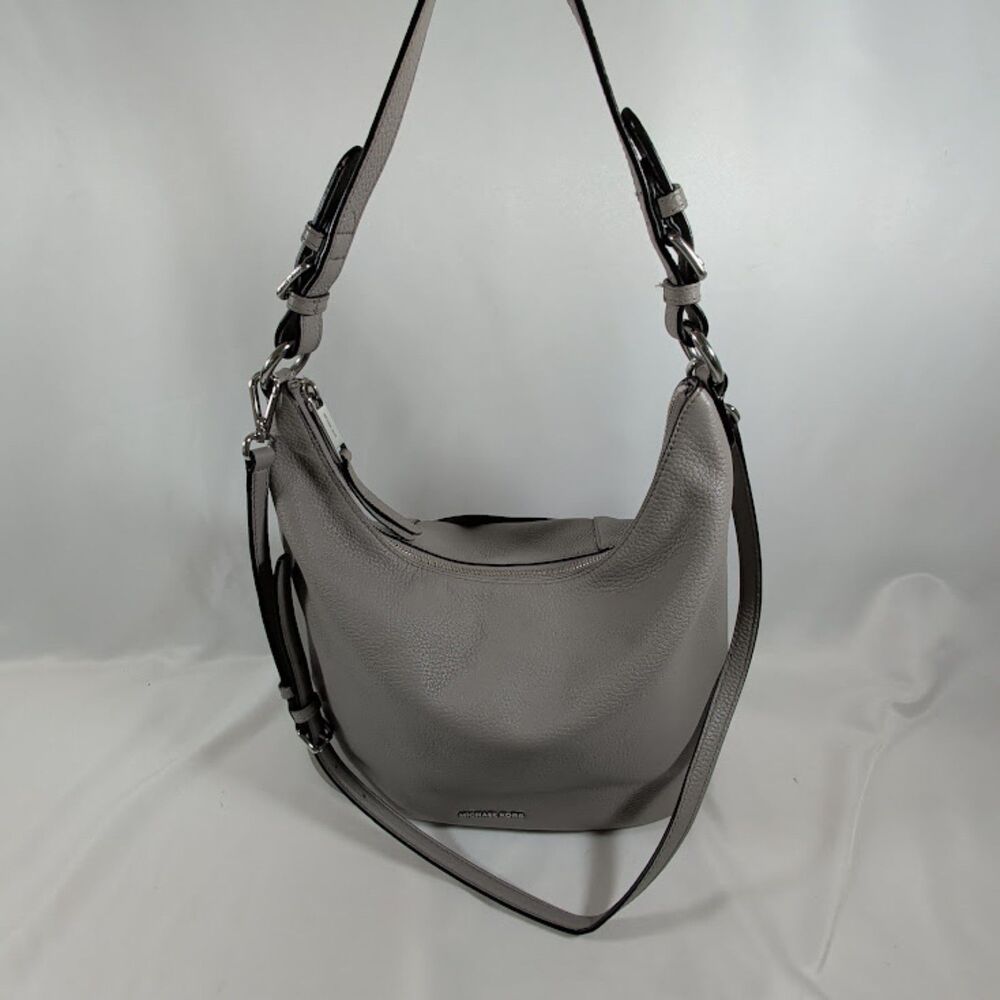 Michael Kors Gray Pebbled Leather Hobo Shoulder Bag 38H7SL6H3L Authenticated